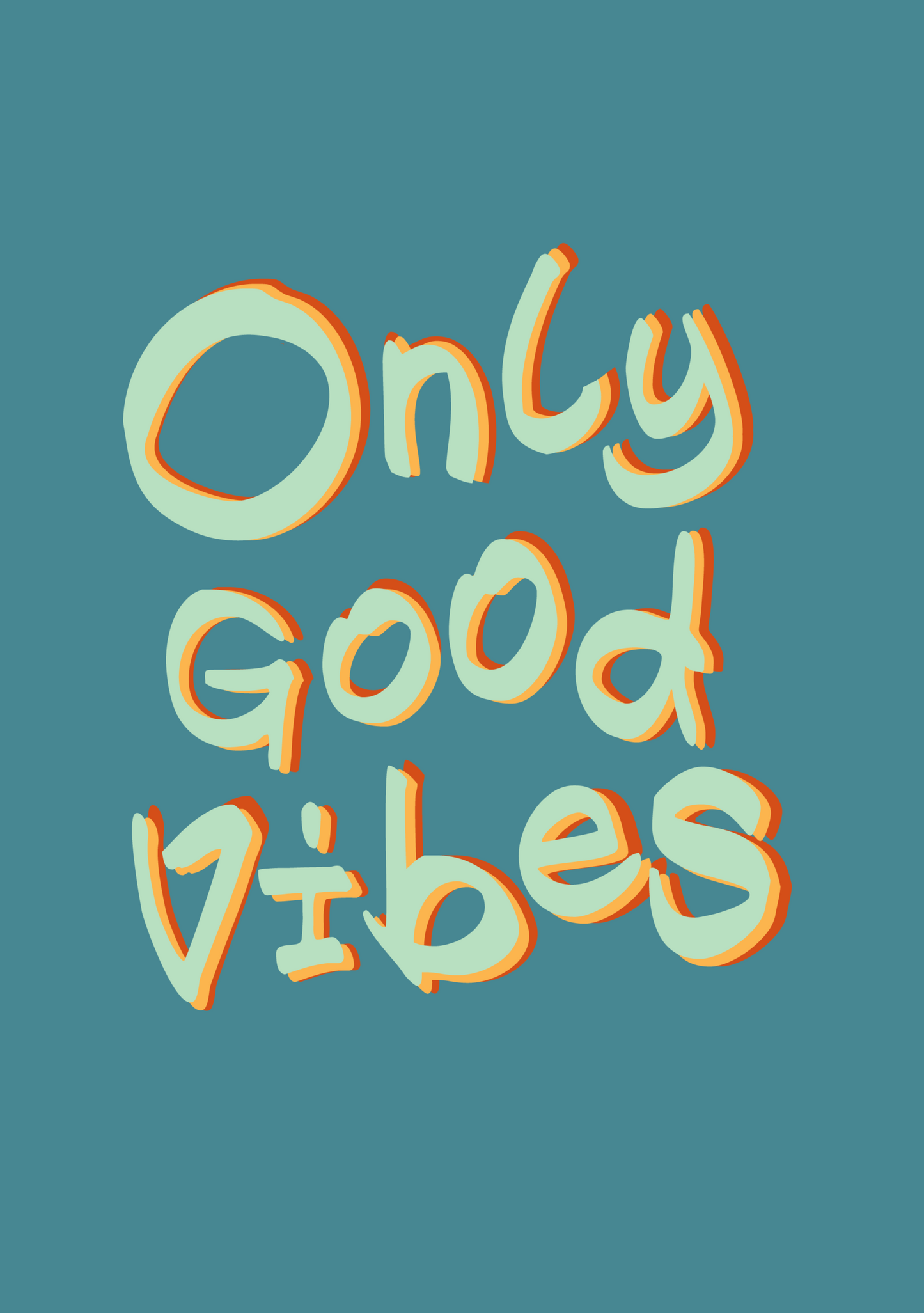 Only Good Vibes Panel - Deep Teal 100% Cotton Jersey