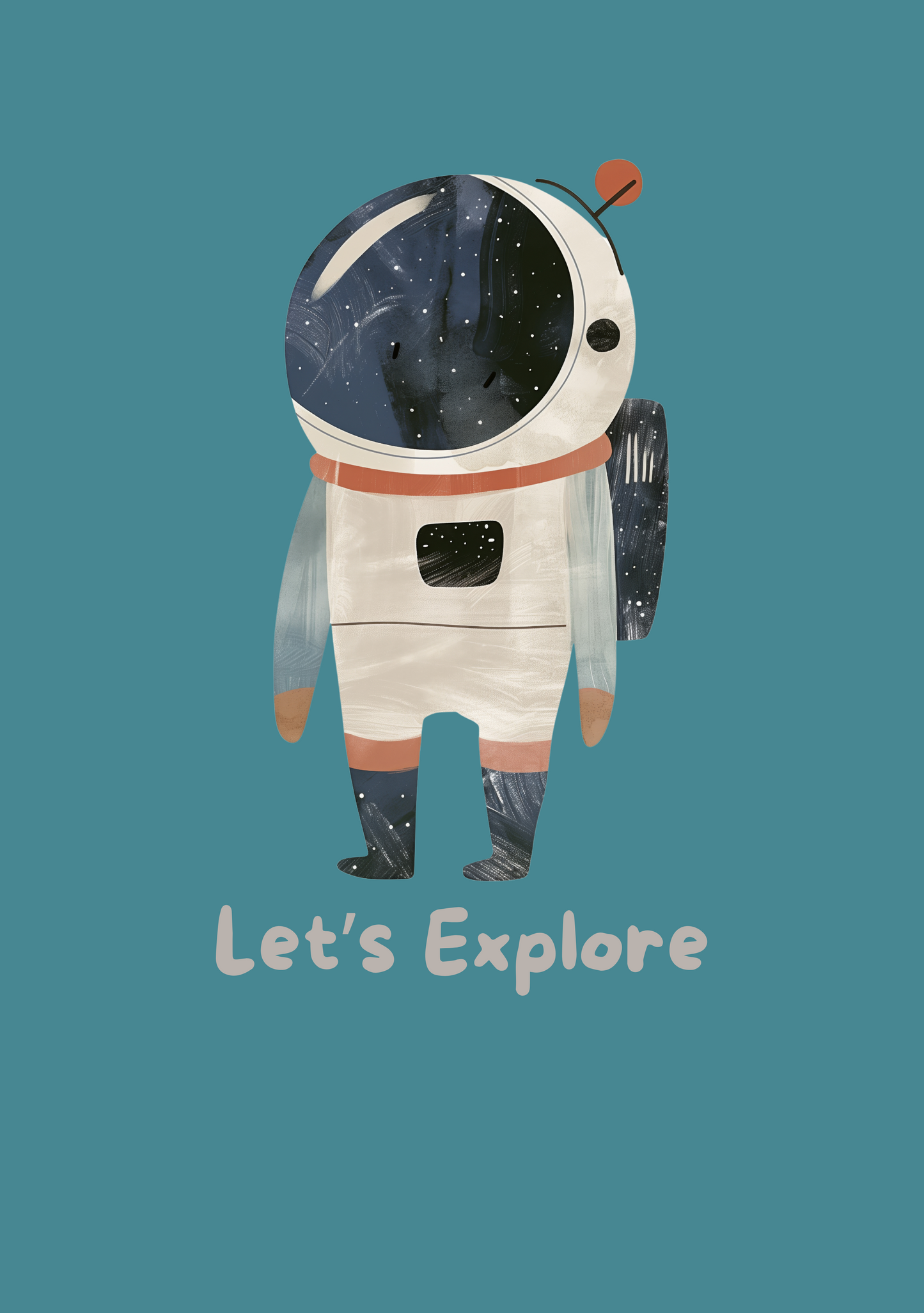 Let's Explore Panel - Deep Teal 100% Cotton Jersey
