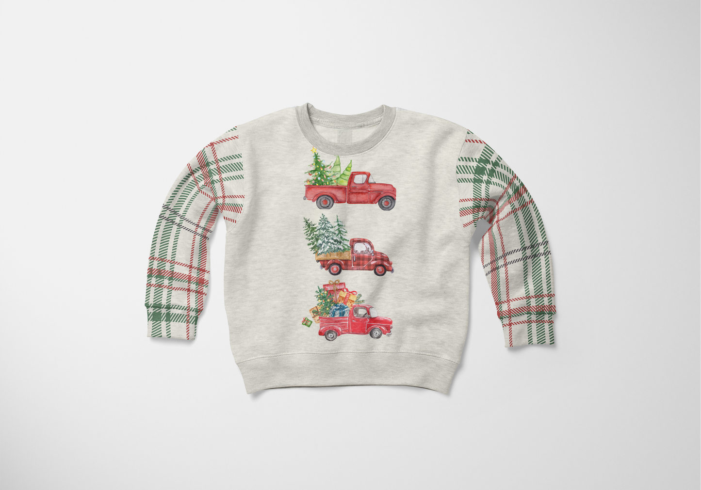 Christmas Trucks Panel - Ivory
