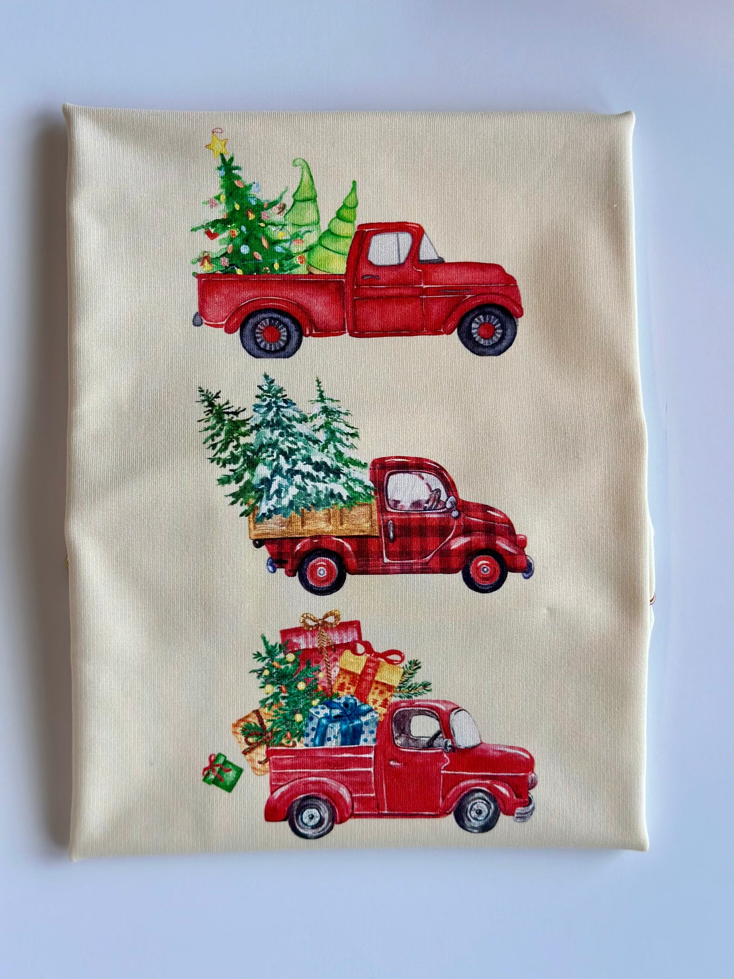 Christmas Trucks Panel - Ivory