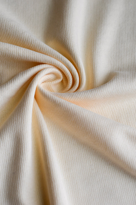 Solid Ivory Cotton Spandex 2X1 Ribbing