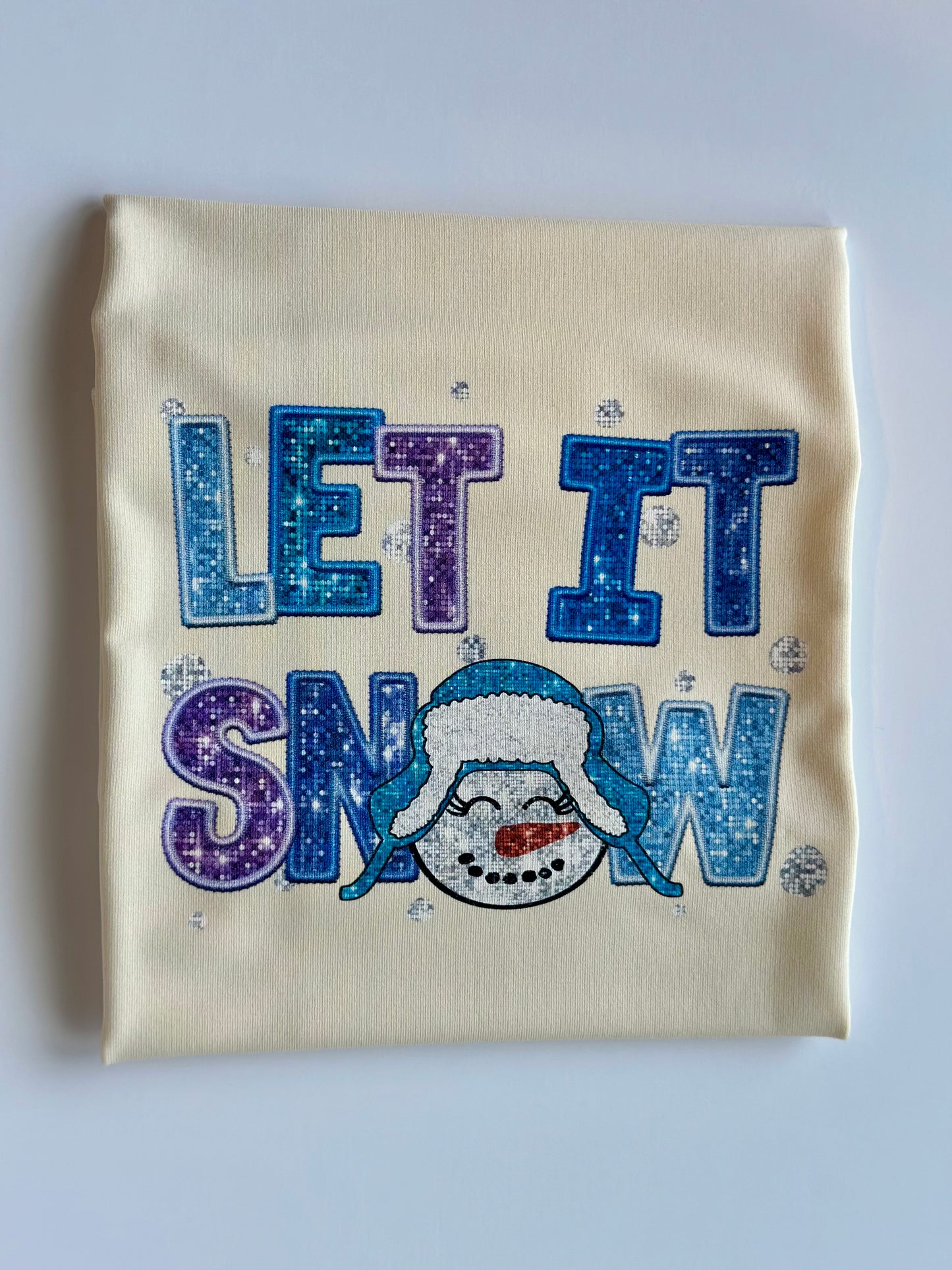 Let it Snow Faux Sequin Panel - Ivory