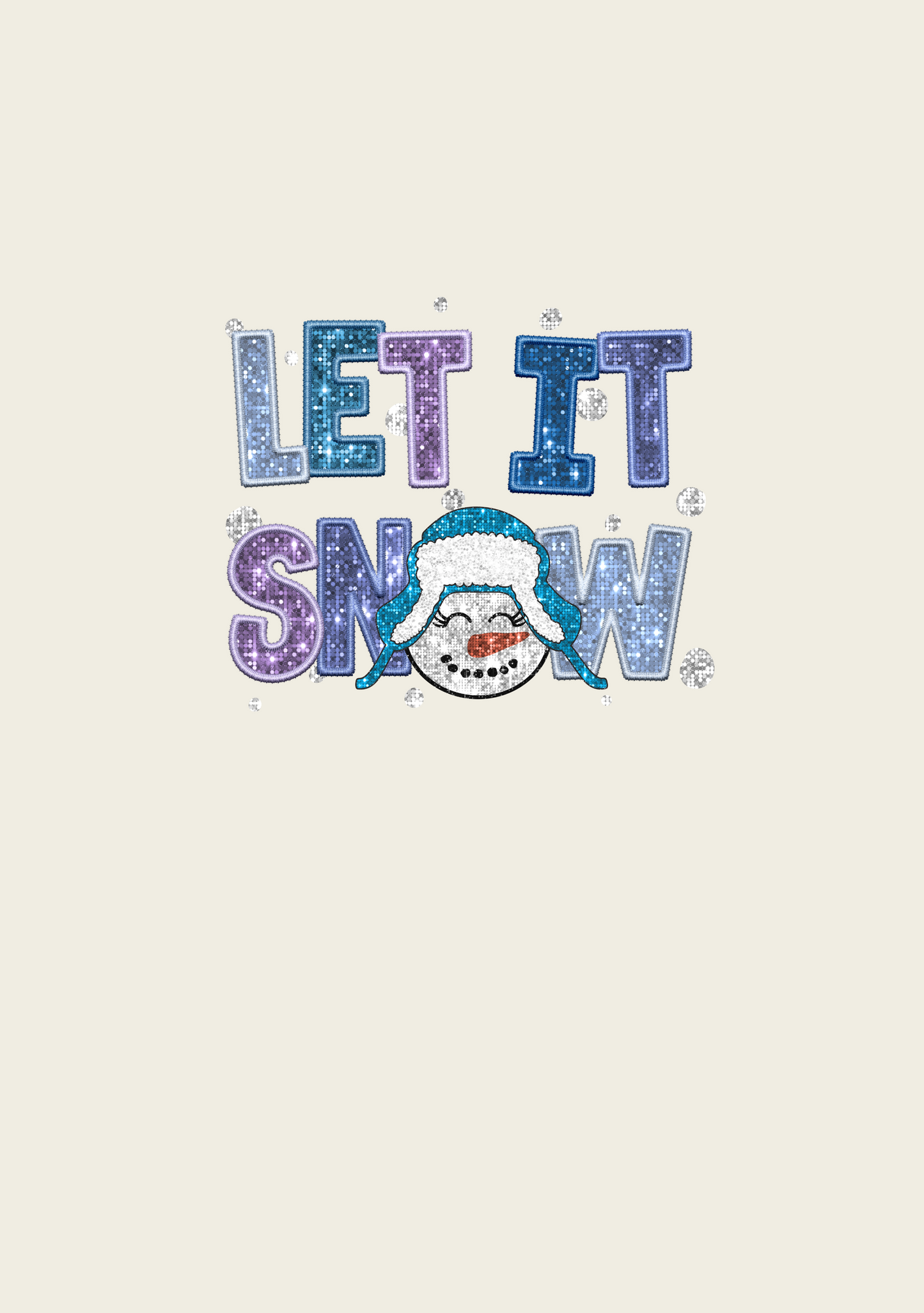 Let it Snow Faux Sequin Panel - Ivory